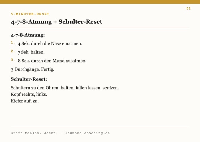 Sofort-Karte 02: 4-7-8-Atmung und Schulter-Reset